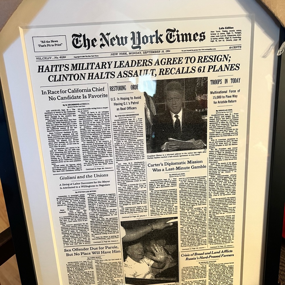 Framed New York Times Front Page Art
